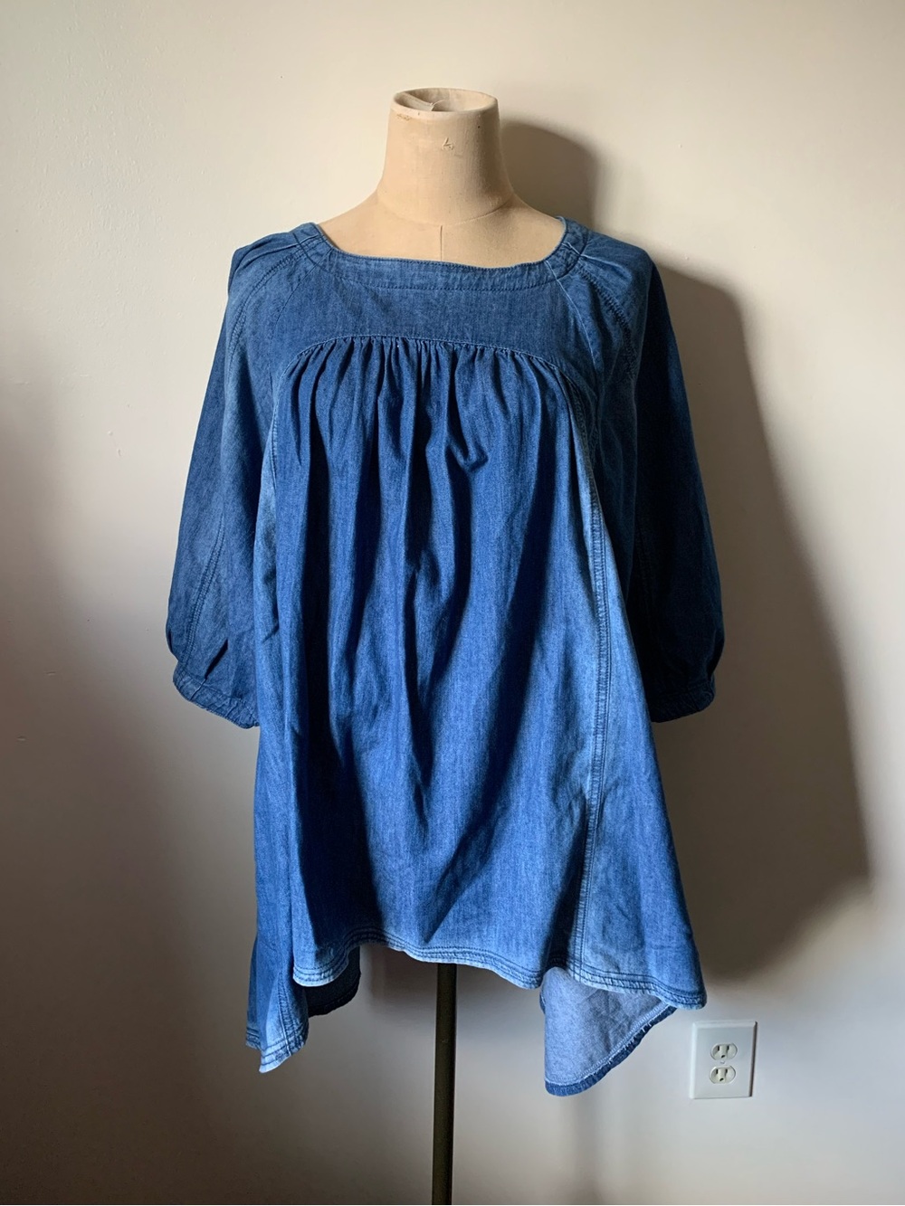 Free People Memories of You Denim Top Draped Tunic